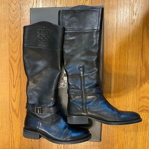 Vince Camuto Black Leather Knee-High Boots